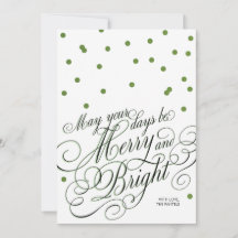 Tarjeta verde del día de fiesta de la escritura