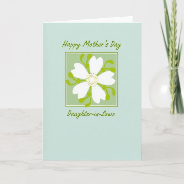 Tarjeta Verde del Día de las Madres Florecer (Anverso)