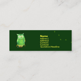 Tarjeta verde del perfil del búho