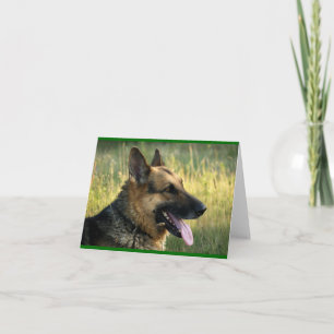 Tarjeta verde en blanco de cachorro de Pastor Alem
