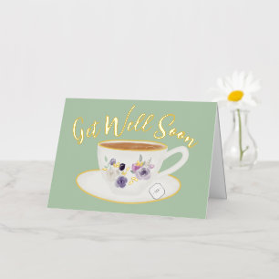 Tarjeta verde en blanco para desear una pronta rec