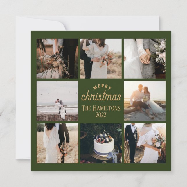 Tarjeta verde esmeralda de Collage de fotos 8 (Anverso)