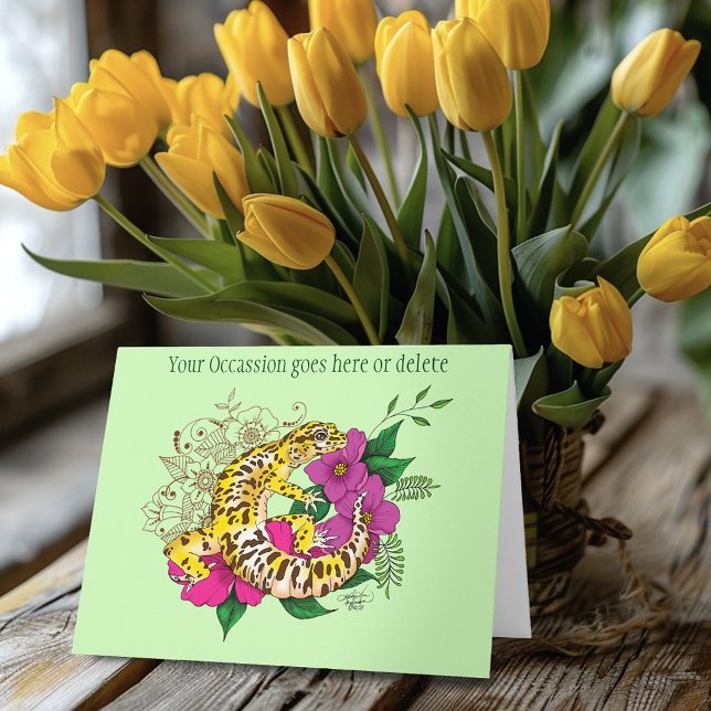 Tarjeta Verde Gecko Amarillo Leopardo (Subido por el creador)