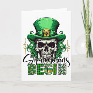 Tarjeta Verde irlandés Comienzan las travesuras Retro St P