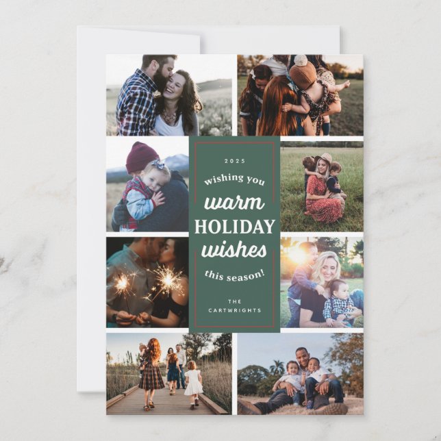 Tarjeta Verde Ocho Fotografías De Deseos De Vacaci (Anverso)