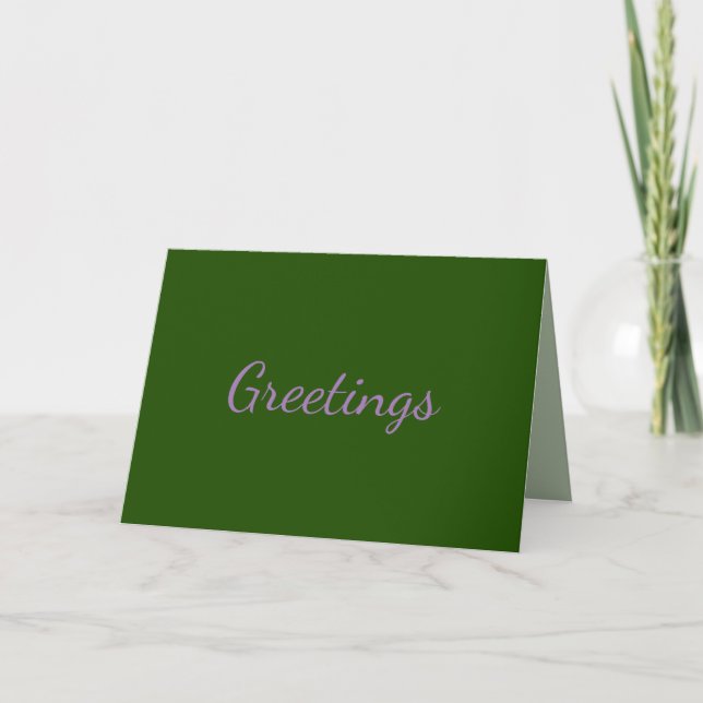 Tarjeta Verde oscuro con texto de lavanda, (Anverso)