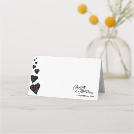 Tarjeta verde para el lugar de la tabla de tartán 