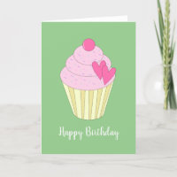 Tarjeta verde para el pastel de corazón de ilusión