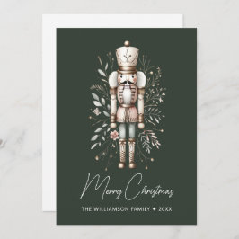 Tarjeta verde para Navidades de Nutcracker persona