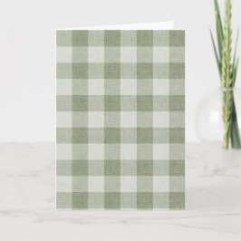 Tarjeta Verde Salvia Gingham Buffalo Check Textura de Lino