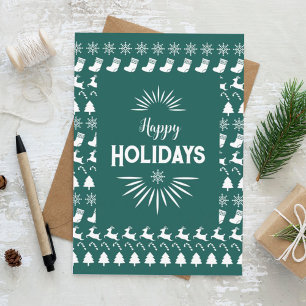 Tarjeta verde simple, decoración blanca Navidad Ta