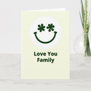 Tarjeta Verde Sonriente de Amor a la Familia