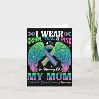 Tarjeta Verde Teal Rosa En Memoria De Mamá Cáncer De Mama