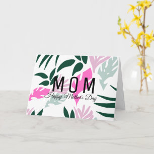 Tarjeta Verde tropical dibujado a mano Día de la Madre ros