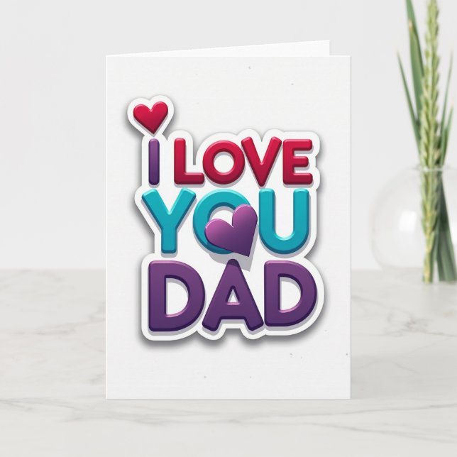 Tarjeta Verde Turquesa Te Amo Papá (Anverso)