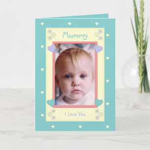 Tarjeta Verde y amarillo con foto cumpleaños