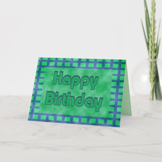 Tarjeta verde y azul Feliz cumpleaños (Anverso)