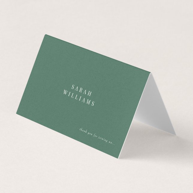 Tarjeta verde y blanco simple Boda de mesa (Anverso)