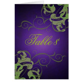 Tarjeta verde y púrpura de la tabla de la voluta