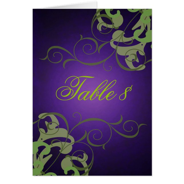 Tarjeta verde y púrpura de la tabla de la voluta (Frente)