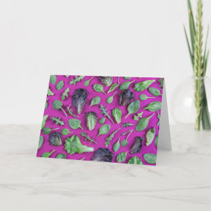 Tarjeta Verdes lechugas en morado