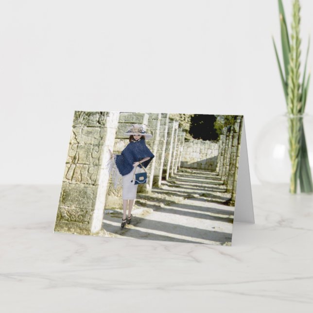 Tarjeta Verdi, pilastras talladas en Chichen Itza, México (Anverso)