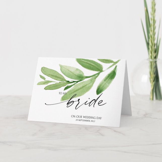 Tarjeta Verdor para mi novia en nuestro día de bodas (Anverso)