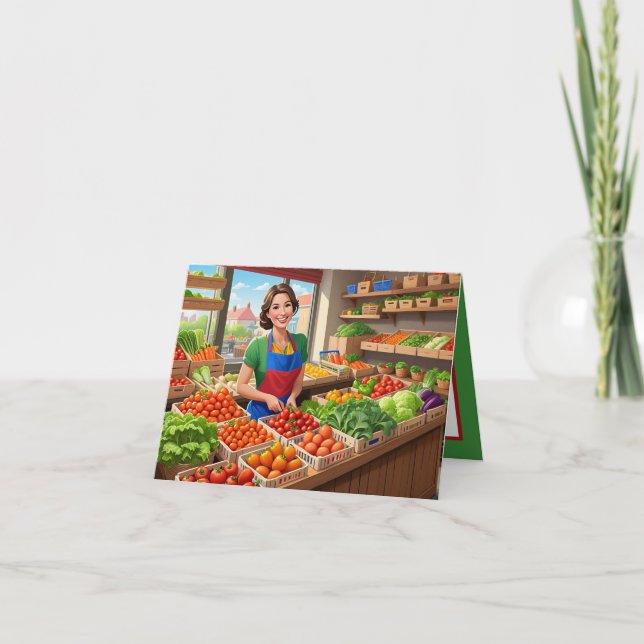 Tarjeta Verduras frescas lindas personalizables  (Anverso)