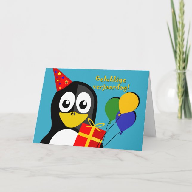 Tarjeta ¡Verjaardag de Gelukkige! Cumpleaños en el (Anverso)
