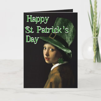 Tarjeta Vermeer Pearl Earring Clover St Patrick's Day