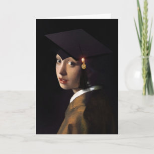 Tarjeta Vermeer Pearl Earring Graduation Cap