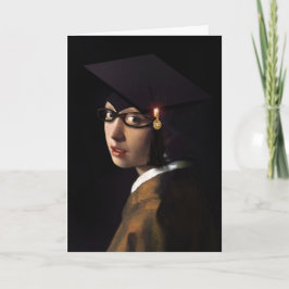 Tarjeta Vermeer Pearl Earring Graduation Cap