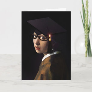 Tarjeta Vermeer Pearl Earring Graduation Cap