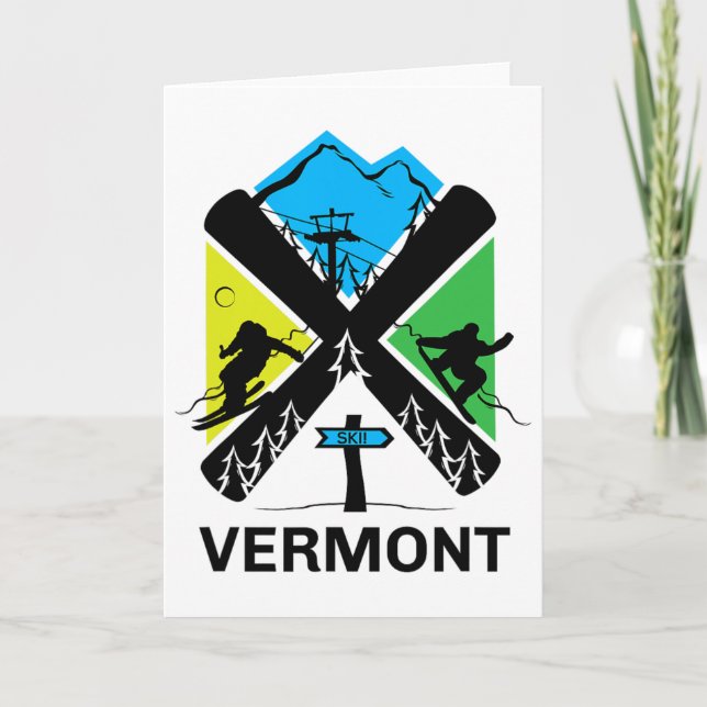 Tarjeta Vermont Ski T Shirt - Skiing And Snowboard Accesso (Anverso)