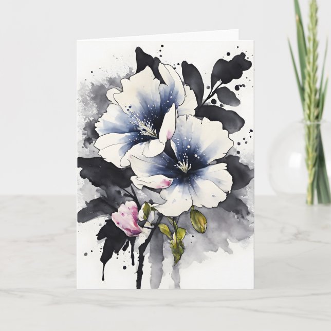 Tarjeta Veronica - Flores de acuarela (Anverso)