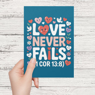 Tarjeta Versículo Bíblico Cristiano "El Amor Nunca Falla"