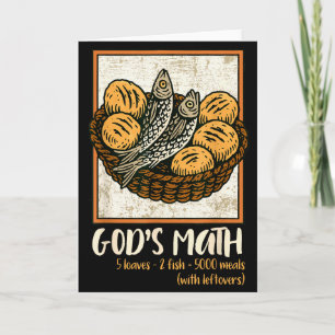 Tarjeta Versículo Bíblico Cristiano Jesús Peces y Panes Ve