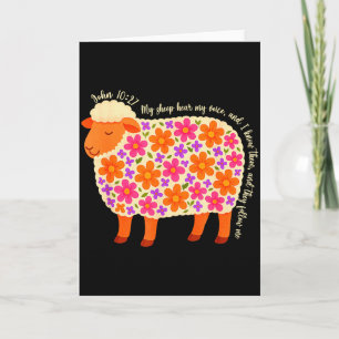 Tarjeta Versículo Bíblico Floral Ovejas Mis Ovejas Oyen Mi