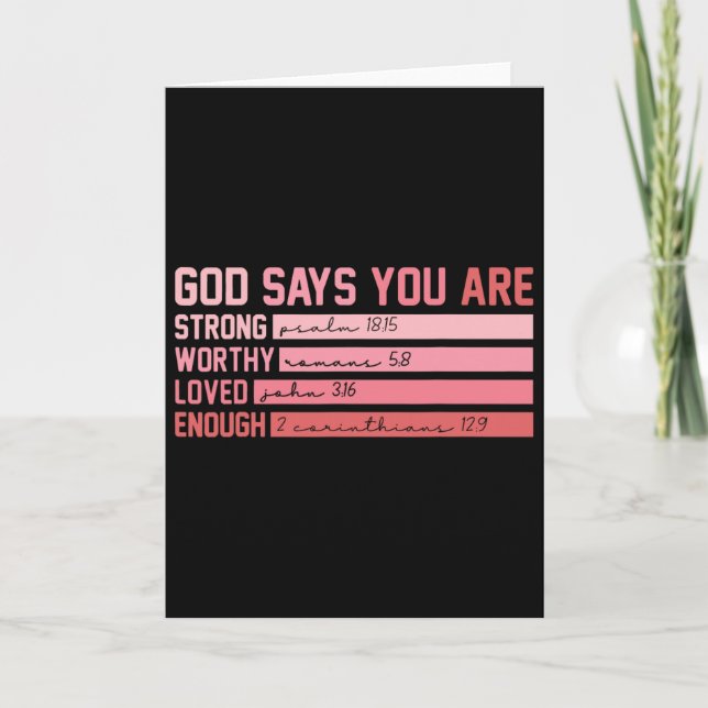 Tarjeta Versículo de la Biblia cristiana Dios dice que ere (Anverso)