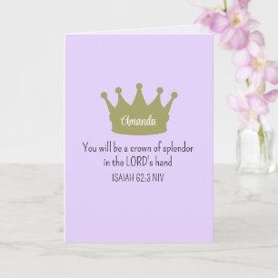 Tarjeta Versículo de la Biblia de la fe cristiana Corona R