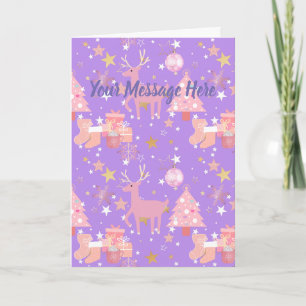 Tarjeta Versión Personalizable Rosa y Purpura...Navidad