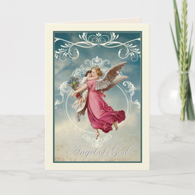 Tarjeta Verso de la escritura del ángel de la guarda relig (Anverso)