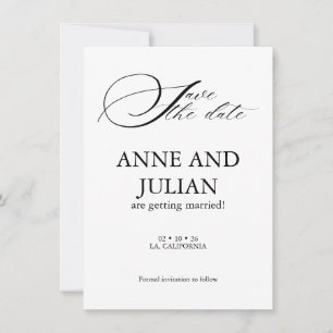 Tarjeta vertical de aviso de fecha de boda con fot