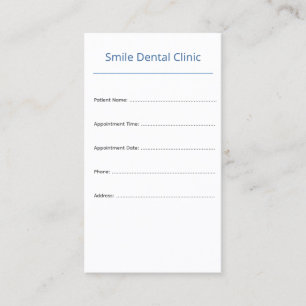 Tarjeta Vertical de Cita Dental Diseño Limpio