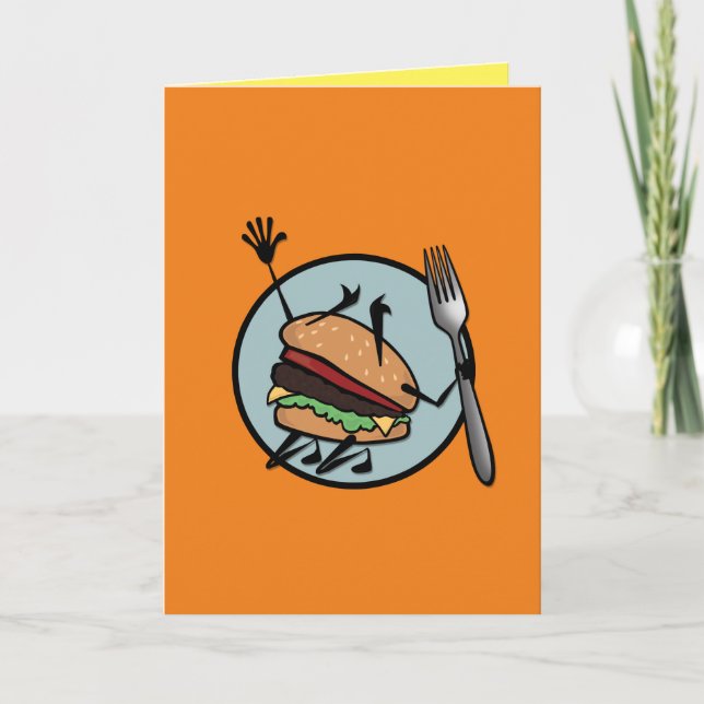 TARJETA VERTICAL DE RECIBIMIENTO FUNNY CHEESEBURGE (Anverso)