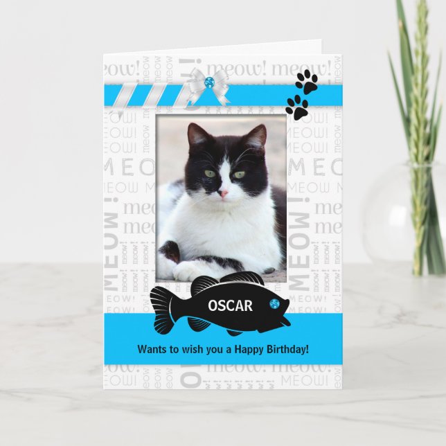 Tarjeta Vertical from the Cat Birthday Blue Pet's Photo (Anverso)