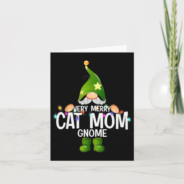 Tarjeta Very Merry Cat Mom Gnome Christmas Matching  (Anverso)
