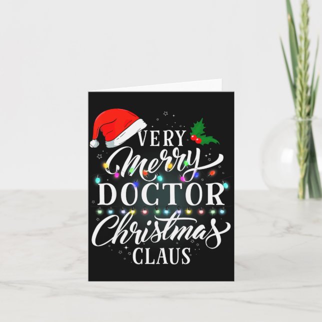 Tarjeta Very Merry Doctor Christmas Claus Pajamas  (Anverso)