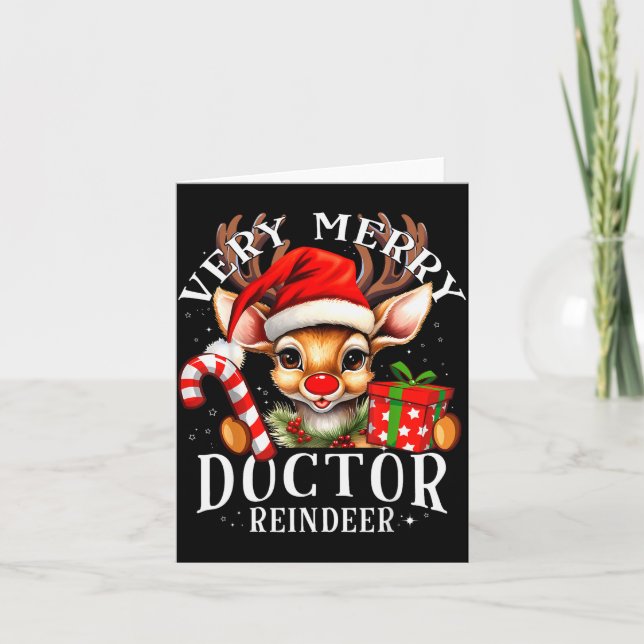 Tarjeta Very Merry Doctor Reindeer Matching Christmas  (Anverso)