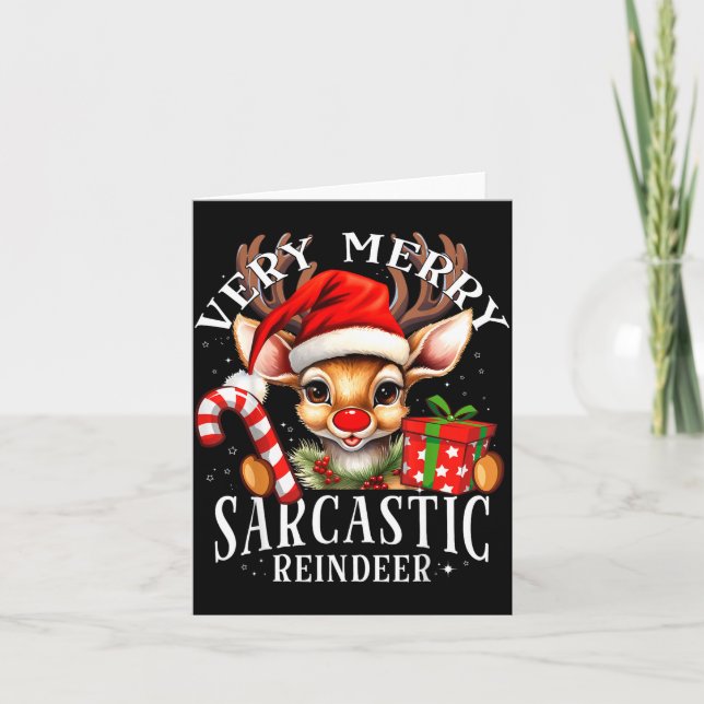 Tarjeta Very Merry Sarcastic Reindeer Matching Christmas  (Anverso)